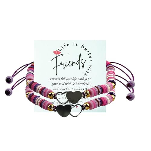 KIDZVEFUN 2PCS Christmas and Birthday Friendship Bracelets for friends - Unique Matching Bracelets for Big Sisters,Best Friend - A Gift of Love(Friend Hearted Purple 2pcs) -  KVF-SIST-FRIEND-002HEART-CONECT