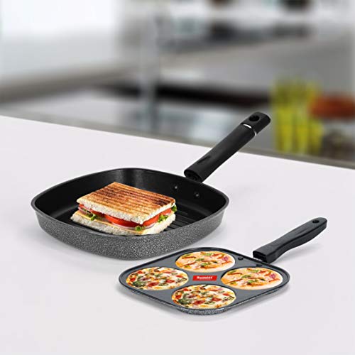 Image of Sumeet NonStick Lacag Cookware Set (Grill Pan-22cm Dia + Mini Multi Snack Maker - 4 Cavity -19.5cm)