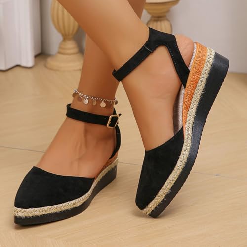 Women's Suede Wedge Sandals Closed Toe Platform Comfortable Casual Shoes for Daily Wear and Travel 5