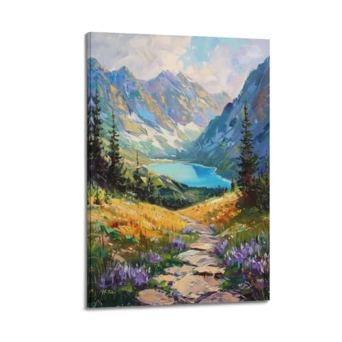 Poster mural lac impasto landscape pour habiller un mur vide sans percer de grands trous