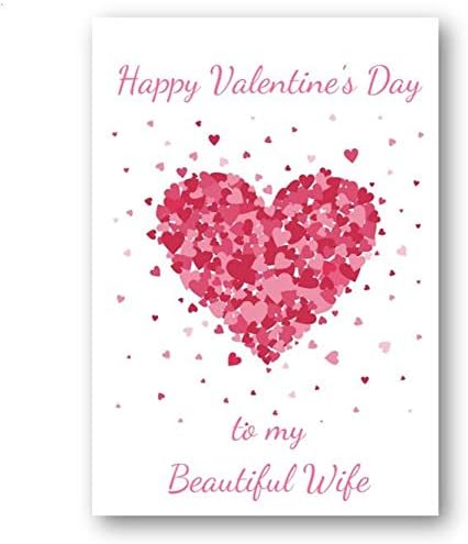 Second Ave Wife Valentine Card For Her Cute Romantic Card - Bursting Heart Design, Pink, 210mm x 148mm