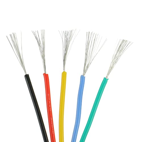 Bojack 26 Awg Flexible Silicone Wire Electric Wire Hook Up Wire Kit 300V Cables With Plus 20 Φ3Mm Heat Shrink Tubings And A Mini Wire Stripper(5 Colors 32.81Ft Each Color, 26Awg) #TOP4