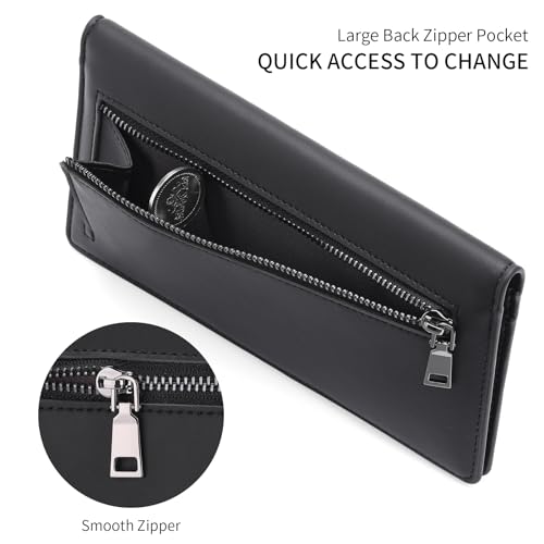 GAEKEAO Wallets for Women Ultra Slim Thin PU Leather RFID Blocking Credit Card Holder Bifold Long Ladies Wallet Billfold Clutch3