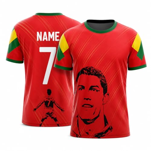 Image of Ronaldo Fan Jersey | Name & Number Customization | FIFA 2026 Inspired | Personalized Soccer T-Shirt for Men, Women & Kids | Airofab Fabric | 2Y-4XL