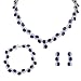 EVER FAITH® Silver-Tone Zircon Wedding S-Shaped Necklace Earrings Bracelet Set Sapphire-Color