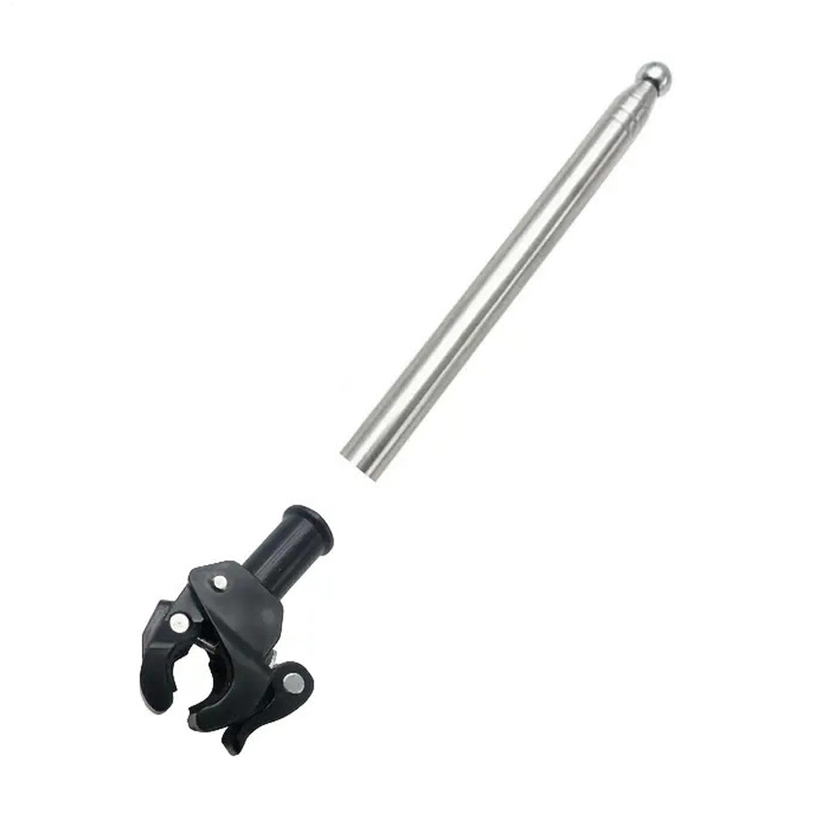 Portabanderas de moto con mástil telescópico regulable de acero inoxidable de 1,3m