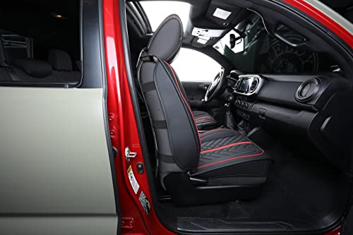 Tomatoman Tacoma Seat Covers Compatible with Toyota Tacoma 2005-2023 2024 2025 2026 Access Crew Double Cab Truck TRD Pro Trail Edition Limited SR5 Offroad Car Cushions (2 PCS Front/Black-Red) by Tomatoman - Image 8