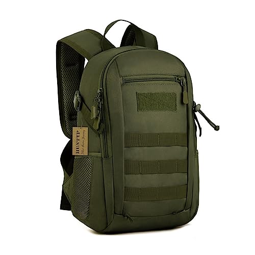 HUNTVP 20L Mini Rucksack Taktisch Wanderrucksack Molle Schultasche Wasserdicht Daypack Militärisch Schulrucksack Studenttasche Unitasche Sporttasche Laptoptasche für Outdoor Sport, 20L-Grün