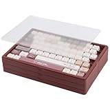 Hyekit Keycaps Storage Box, 3th Floor PBT Dustproof Display Case, 180 Keys Visible Top Cover Keycaps Collection Box for Cherry MOA XDA SA OEM MSA DSA Mao Profile Mechanical Keyboard Keycap (Brown)