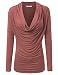 Doublju Soft Knit Cowl Neck Blouse Top For Women WIth Plus Size (Made In USA) MAUVE 2XL