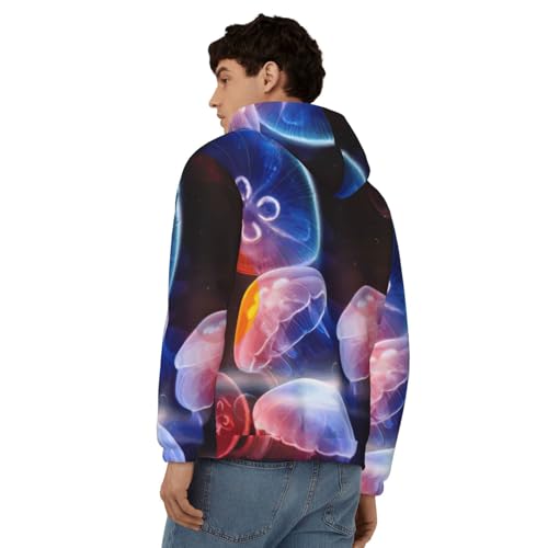 Sweat à capuche imprimé méduses homme pull chaud coloré en polyester doux - 6