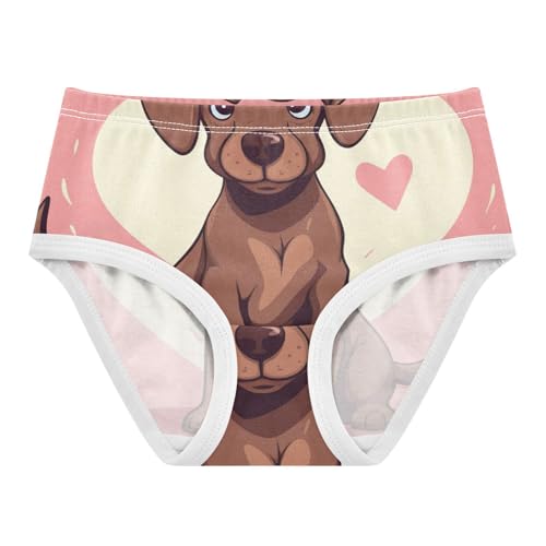 Brown Dog Heart Underwear for Girls, Toddler Briefs, Girls Cotton Underwear, 2–8 Years