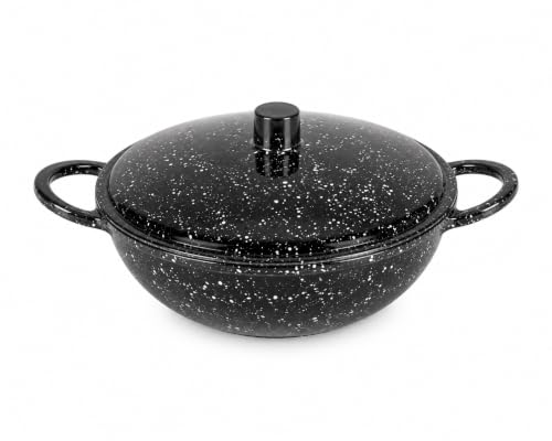 Image of Melvio By Malti Black Granite 1 Piece Serving Bowl with Lid | Melamine Dinnerware Set, Premium Dinner Set Crockery Plates Bowls Tableware for Home Dining Kitchen