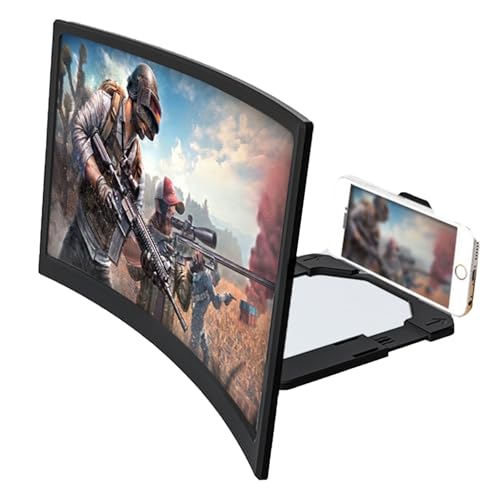 ASTVDFQK 16inch Curved Mobile Phone Screen Magnifier，3D HD Mobile Phone Magnifier Projector Screen For Movies, Videos, Compatible With All Smartphones