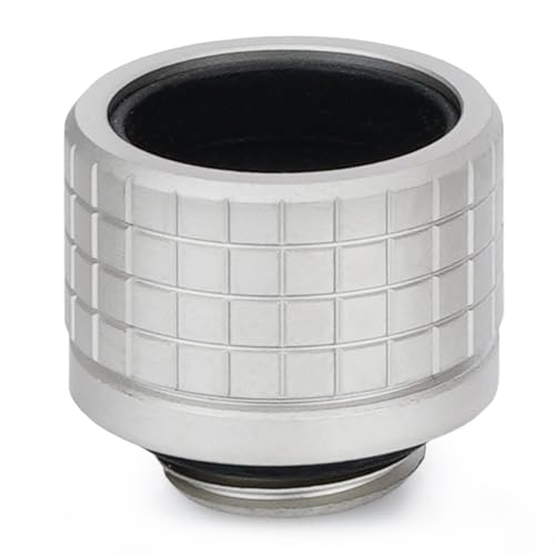Image of Thermal Grizzly - DeltaMate - HT16 - Hard Tube Fitting - Matt Nickel - CNC-machined brass - G1 /4 inch thread, OD 16mm - for rigid plastic /metal tubing in water-cooling systems