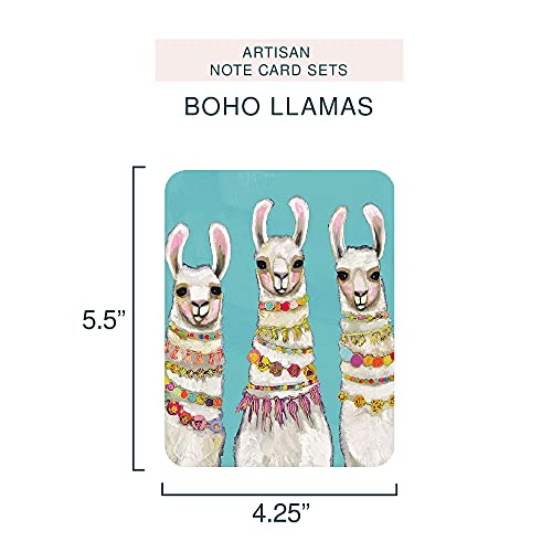 Image of Artisan Blank Note Cards by Studio Oh! - Eli Halpin Boho Llamas - Pack of 8 - 4.25 inch x 5.5 inch Printed Textured Art Paper Embellished with Foil Stamping Cards and Envelopes