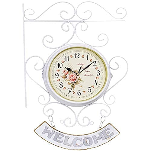 Horloge murale de jardin extérieur grande horloge de station double face fer