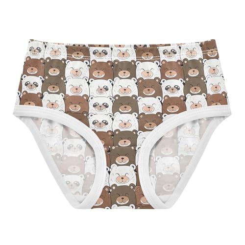 Joisal Cute Cartoon Bears Brown White Little Girl Panties Girls Underwear Toddler Cotton Aesthetic Kids Undies Briefs 2t
