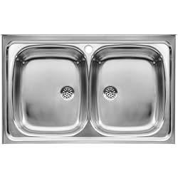 Fregadero Henares Roca Roca A870420803 - Fregadero de 2 cubetas de acero inoxidable