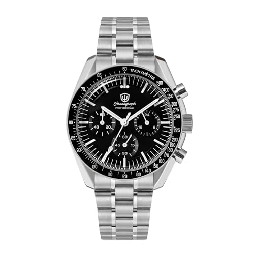 Image of watchdives WD1863 Men Chronograph Watch Japan VK63 Quartz Sports Watches 40mm Bubble Sapphire Crystal Wristwatch 100M Dive Watch