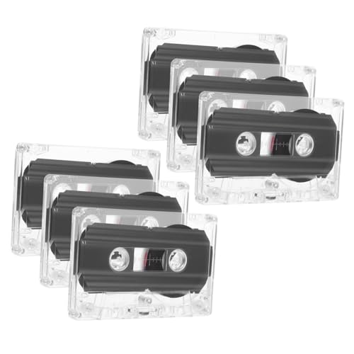 OKUMEYR 6Pcs Recordable Blank Audio Cassette Tapes Capacity Compatible with Various Recorders Playback Convenient Transparent Storage Box