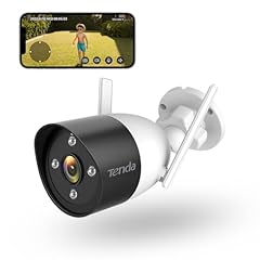 Tenda Telecamera di sicurezza esterna con visione notturna a colori, telecamera WiFi da 3 MP con impermeabilità IP66, rilevamento del movimento, audio bidirezionale, sirena integrata, scheda