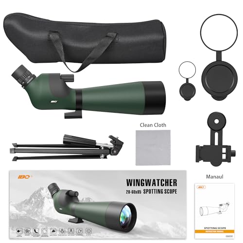 IBQ 20-60x85 Spotting Scope, Spotting scopes for Target Shooting, Spotting scopes for Hunting, BAK4 High Definition Waterproof Spotter Scopes for Bird Watching,with Tripod by IBQ - Image 7