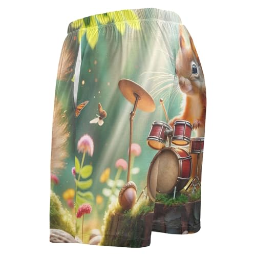 Mens Pajama Shorts Digital Art Cute Kitten Gym Workout Pj Sleeping Shorts Funny Floral Casual Cool S3