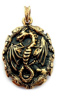 Amuleto de dragón de 29 x 45 mm dorado ideal para regalar en ocasiones especiales