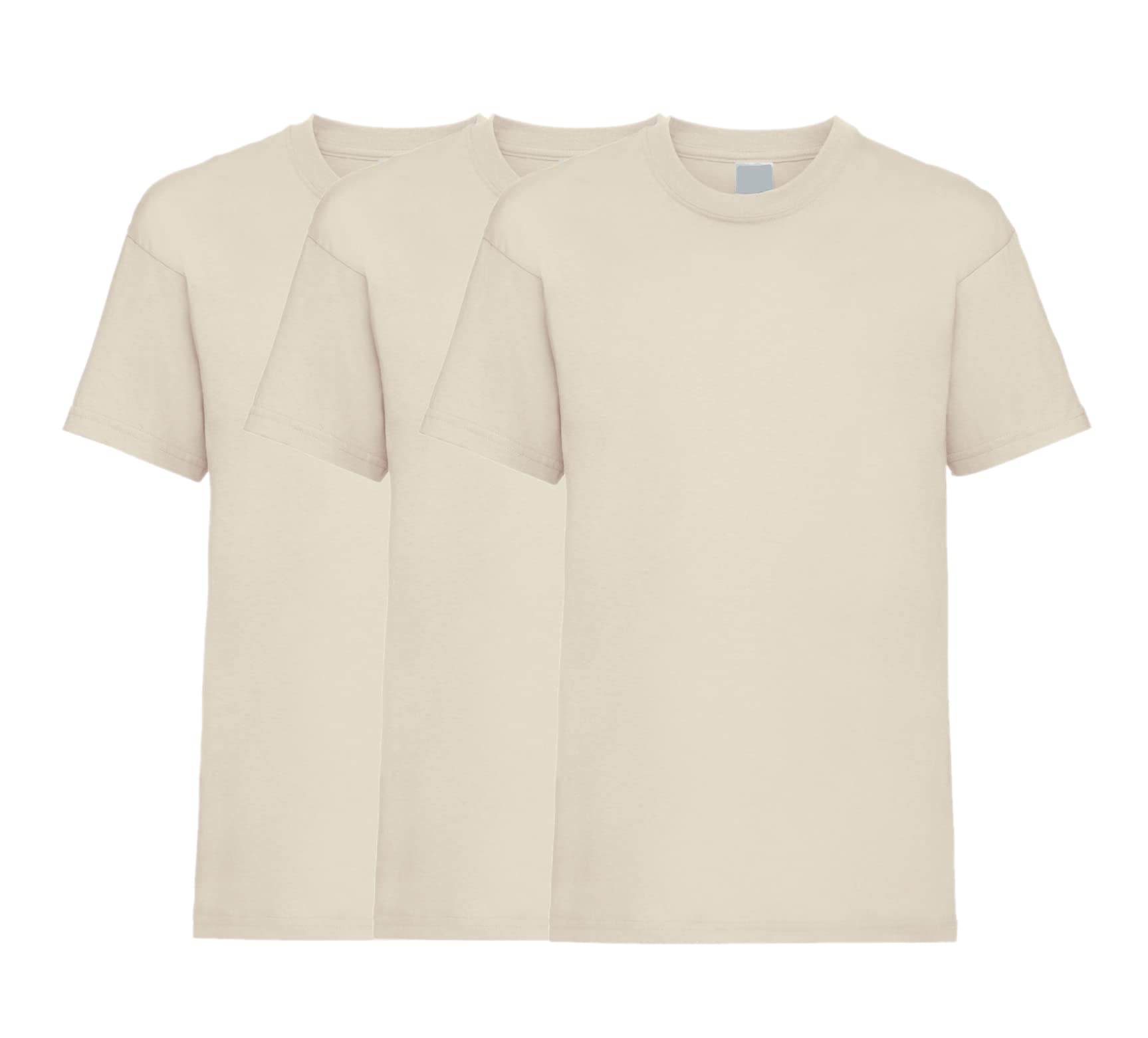 COOZO Unisex Kids Valueweight Pack of 3 Short Sleeve T-Shirts - Natural - 9-11 Years