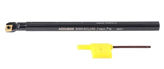 Accusize Industrial Tools 3/8'' x 6'' Overall Length, Rh Sclcr Indexable Boring Bar with Ccmt21.5 Carbide Inserts, P252-S401