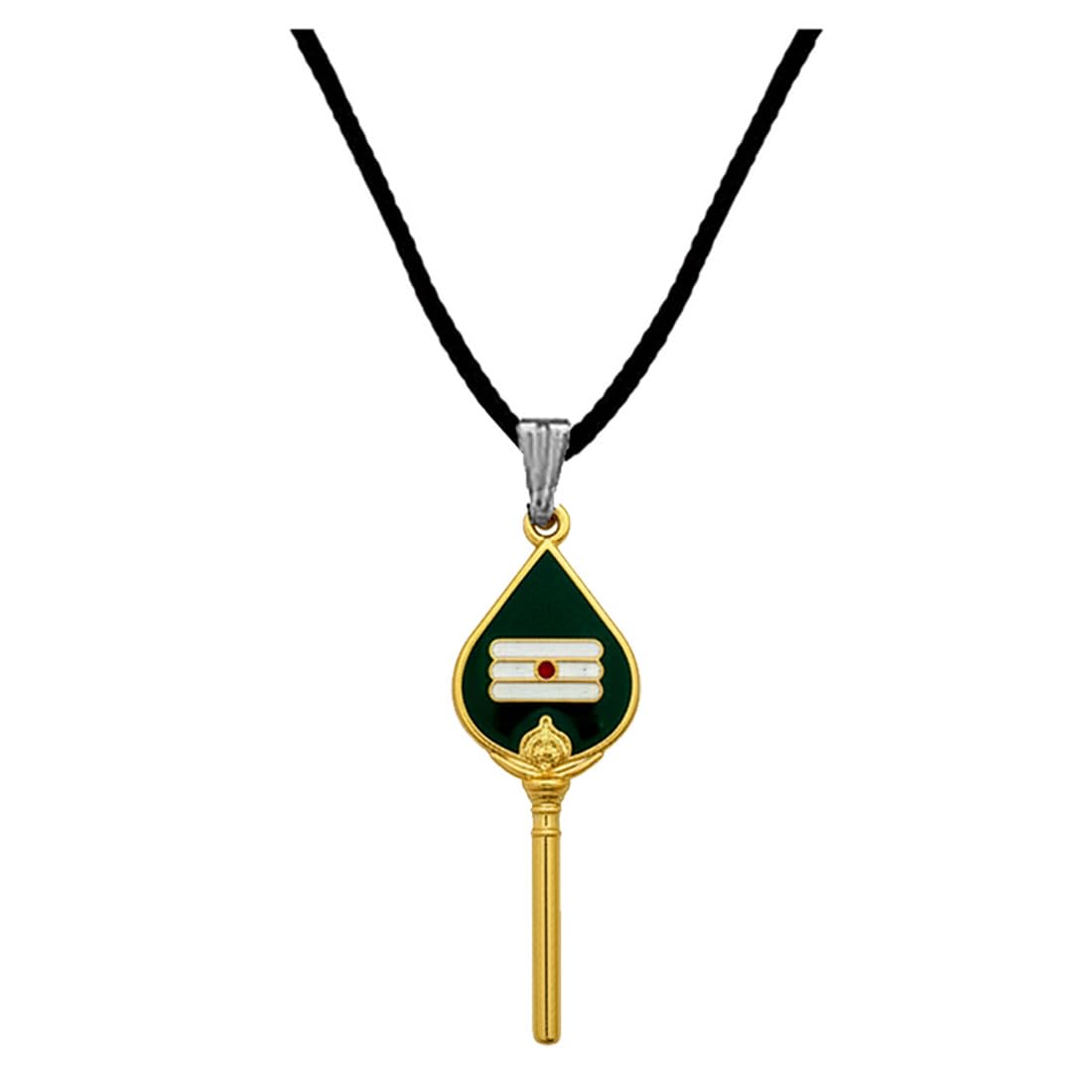 Lord Murugan Vel Cord Chain Green Metal Pendant for Men and Women | Spiritual Religious Jewelry