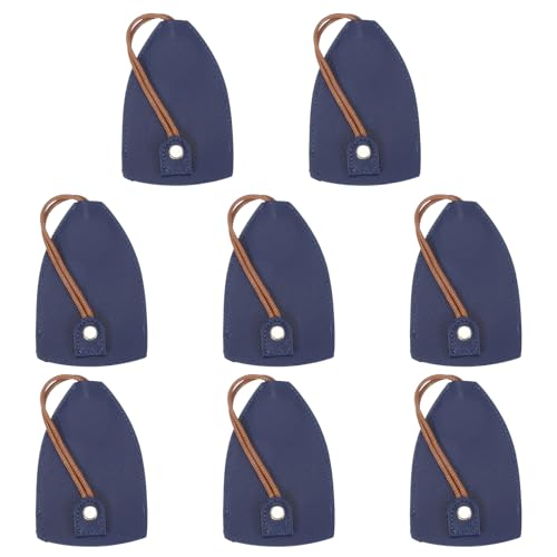 PATIKIL Funda para llave de coche, 8 unidades, de piel sintética, para llaves de coche, hogar, oficina, color azul oscuro, Azul oscuro, 26mm
