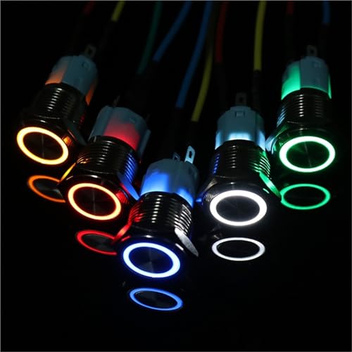 Bouton-poussoir d'alimentation LED 16mm avec verrouillage et éclairage rouge 12V