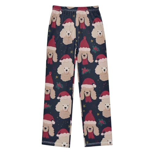 ZZXXB Christmas Poodle Berry Boys Long Pants Soft Trousers Elastic Waist Kids Lounge Bottoms with Pockets S-XL