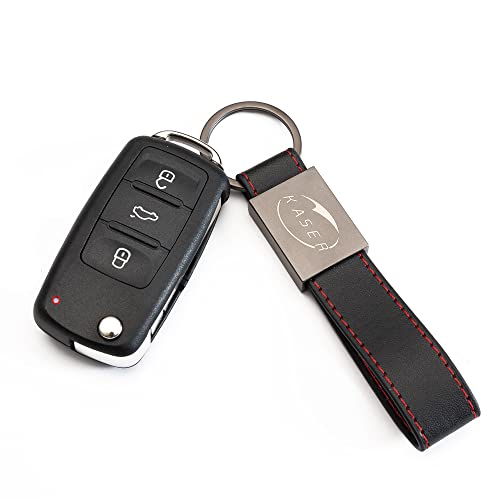 Coque Clé Télécommande Plip 3 Boutons MK6 pour VW Volkswagen Golf Polo Tiguan Passat Touareg Seat Skoda avec Porte-Clés en Cuir KASER