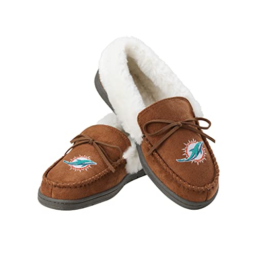 Image of FOCO Womens NFL Team Logo Tan Moccasin Slippers