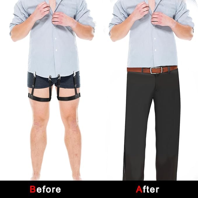 Image of Leosportz Shirt Stays Adjustable Shirt Tucker - Elastic Strap Shirt Tighter | Skin Friendly Stay in Place T-shirt Holder for Men