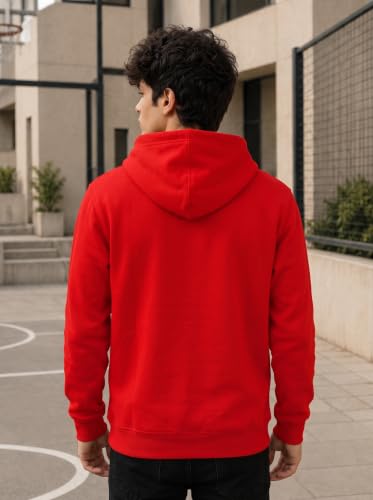 Image of More & More HOODMASTER Men's Cotton Hoodie Sweatshirt with Full Sleeves Regular Fit Solid Pattern Spider Printed Theme Hooded Neck and Standard Length | Cotton Hoodie Sweatshirt for Men