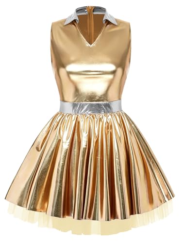 Vestido alienígena metalizado Aislor para disfraces de fiesta y festivales