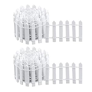 TDDL 2PCS Mini Clôture Jardin 90 cm*5cmClôture Jardin Miniature en Bois pour Fées Jardin Terrarium Maison Poupées Accessoires Décoration Blanc