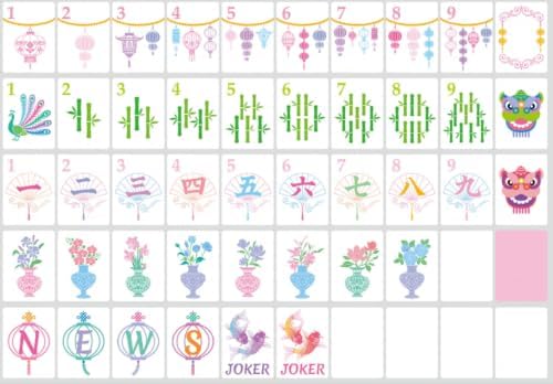 Simgoing American Mahjong Sets 160 Mahjong Tiles Melamine Engraved Mah Jong Ideal for Home & Party Games(Modern,Pink)