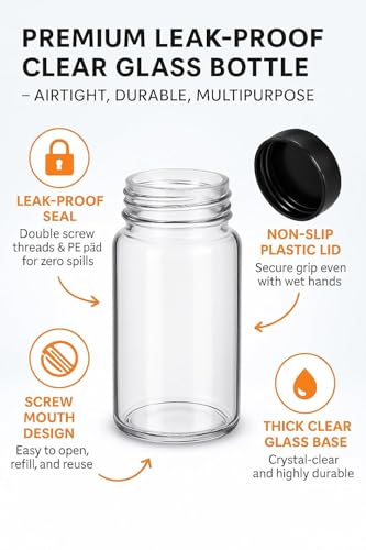 Image of Bello 10pcs-30ml Clear Glass Vials Culture Tube with Screw Caps and PE Stopper, Leak-Proof Glass Bottles Containers for Cosmetics Perfume Making Lab Laboratory - High Borosilicate Glass
