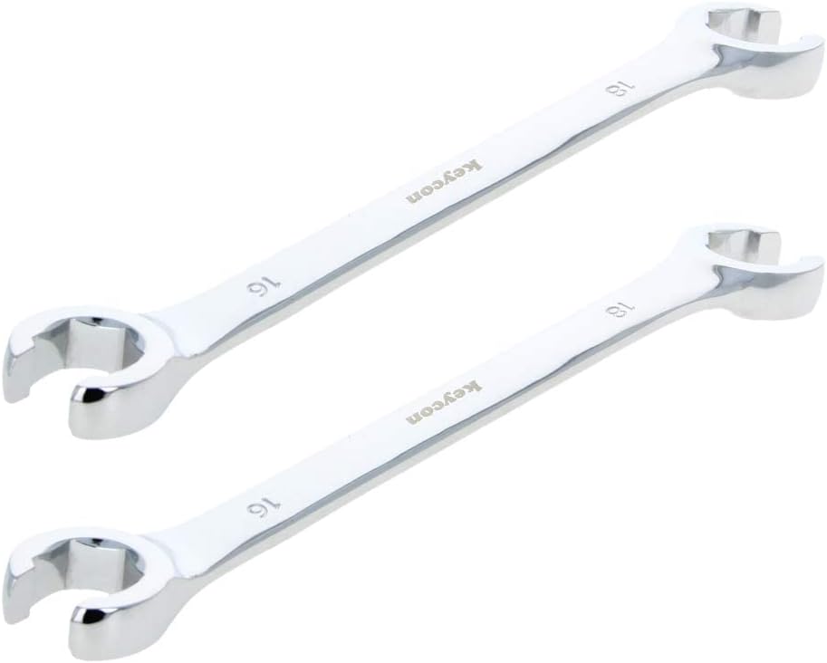 Auniwaig 16mm x 18mm Flare Nut Wrench 0.63 x 0.71 Inch Metric Double Open End Geardrive Flare Nut Wrench for Removing Replacing Nuts 2 Pcs