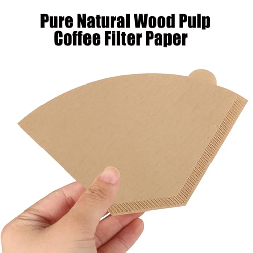 Image of Coffee Filters #2, 400Pcs Unbleached 2 Cone Filters Paper | Natural Wood Pulp, Disposable, Tear Resistant Coffee Filter for Pour Over and Drip Coffee Maker