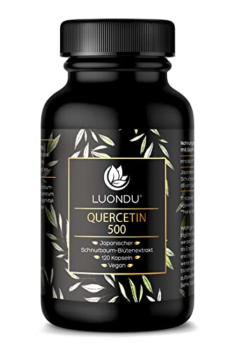 Quercetin 500mg hochdosiert - 120 Quercetin Kapseln Vegan - Premium Rohstoff: Japanischer Schnurbaum-Blütenextrakt - Quercetin hochdosiert - Laborgeprüft, Hochdosiert & Ohne Zusätze Cover