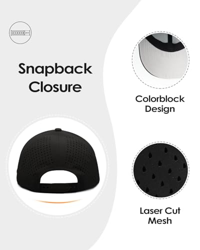 Zylioo Czapka baseballowa oversize XXL z siatki, bardzo duża laserowo wycięta czapka, L M S czapka trucker, szybkoschnąca letnia chłodząca czapka golfowa, Czarny, XL-XXL
