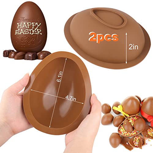 Busoha Easter Egg Silicone Molds For Chocolate, 2 Pcs Large Easter 3D Breakable Chocolate Mold With 1 Hammer For Easter Decorations, Candy Mousse Cake, Dessert Baking #TOP4