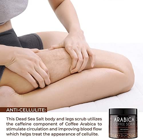 O Naturals Arabica Coffee Exfoliating Body Scrub Exfoliator - Anti Cellulite Dead Sea Salt Coffee Scrub For Face Body Legs & Foot Best Body Exfoliator & Cellulite Remover - Coffee Body Scrub