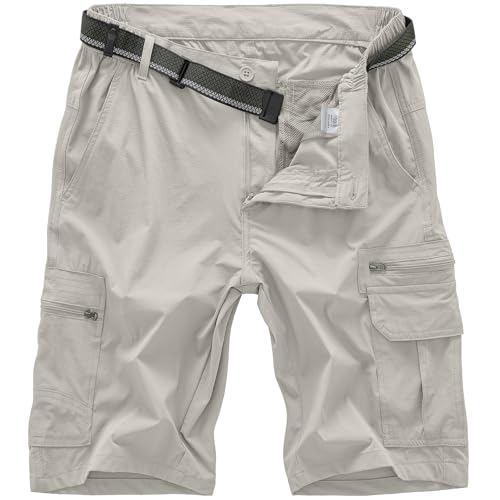 Jessie Kidden Mens Outdoor Casual Expandable Waist Lightweight Water Resistant Quick Dry Fishing Hiking Shorts (6222 Beige Apricot 40)